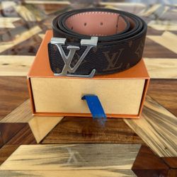 Brown Louis Vuitton Belt with Silver Buckle
