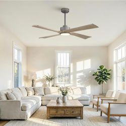 WINGBO 54" Ceiling Fan with Light, Solid Wood Blades, Graphite and Gray
Quiet Reversible DC Motor, 6 Speeds, 3CCT, Dimmable LED, Timer, Memory Functio