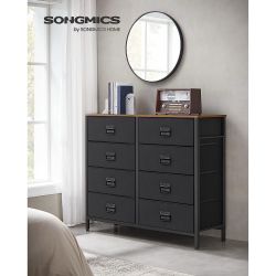 Dresser for Bedroom, Fabric Dresser with 8 Drawers, Storage Organizer Unit with Fabric Drawers, Chest of Drawers, Steel Frame, for Living Room, Entryw