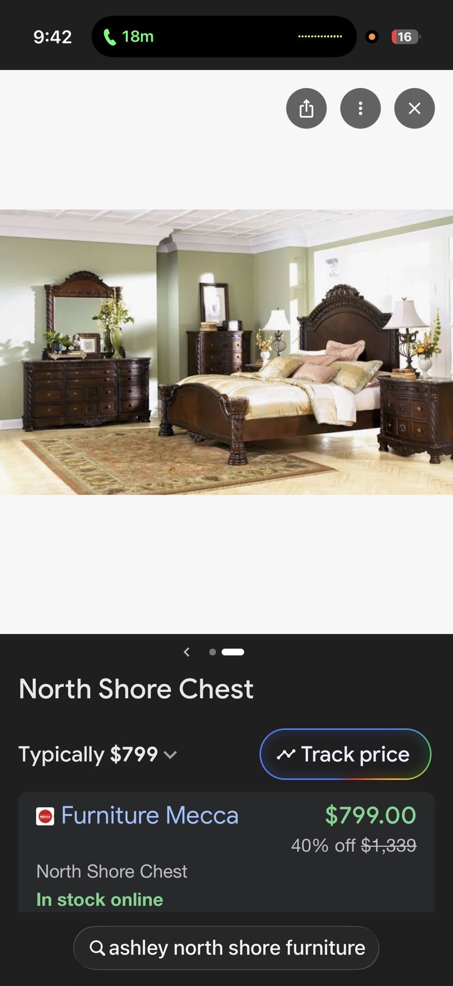 Bedroom Set King Solid Wood Ashley North Shore 5 Piece