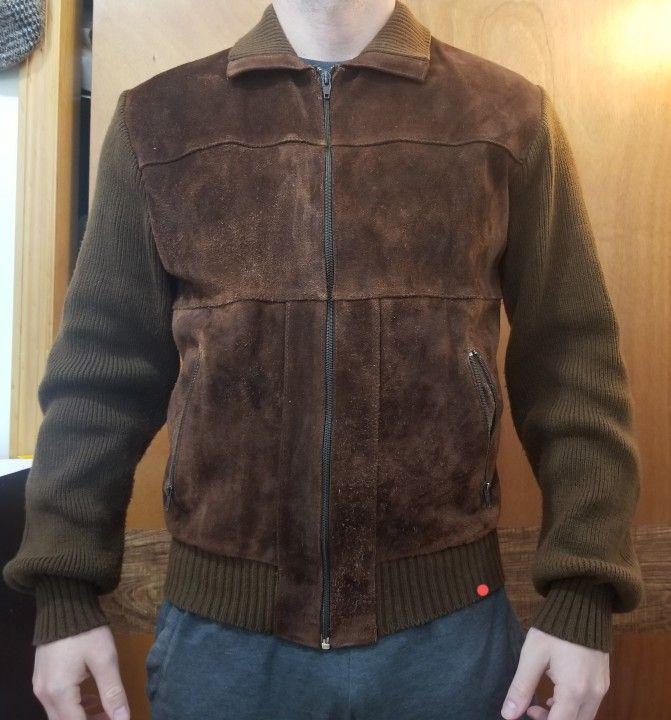 Mens Leather Suede Jacket Italy Size M