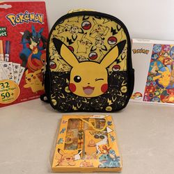 Pokemon Backpack Bundle Kids Set Pikachu Bag Puzzle Activity Set Lot