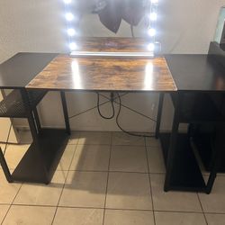 Black Metal and Wood Desk