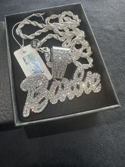 .925 Silver Rope Necklace with simulated Diamond ‘Barbie’ Pendant