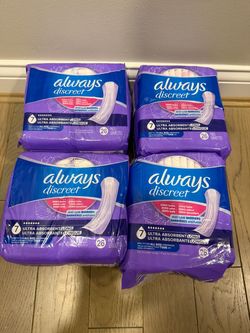 Bundle of 4 Always Discreet Ultra Absorbent Long Pads - 4 Packs of 26
