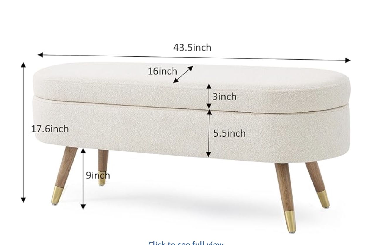 IAFIKE Oval Storage Bench 43.5" Ottoman Bench Upholstered