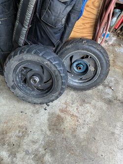 Front And Back Tire And Rims For A 125 Moped 3 X 10 Size