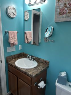 Vanity, Medicine Cabinet and Light