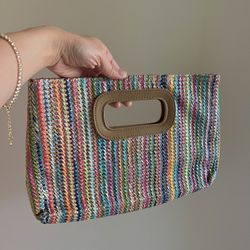 Classic Beach Purse w/Crossbody Chain Multicolor