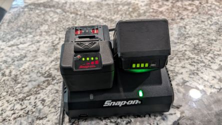 Snap-on Dual Battery Charger with Two Batteries