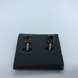Earrings Women (Silver and Smoky Quartz)