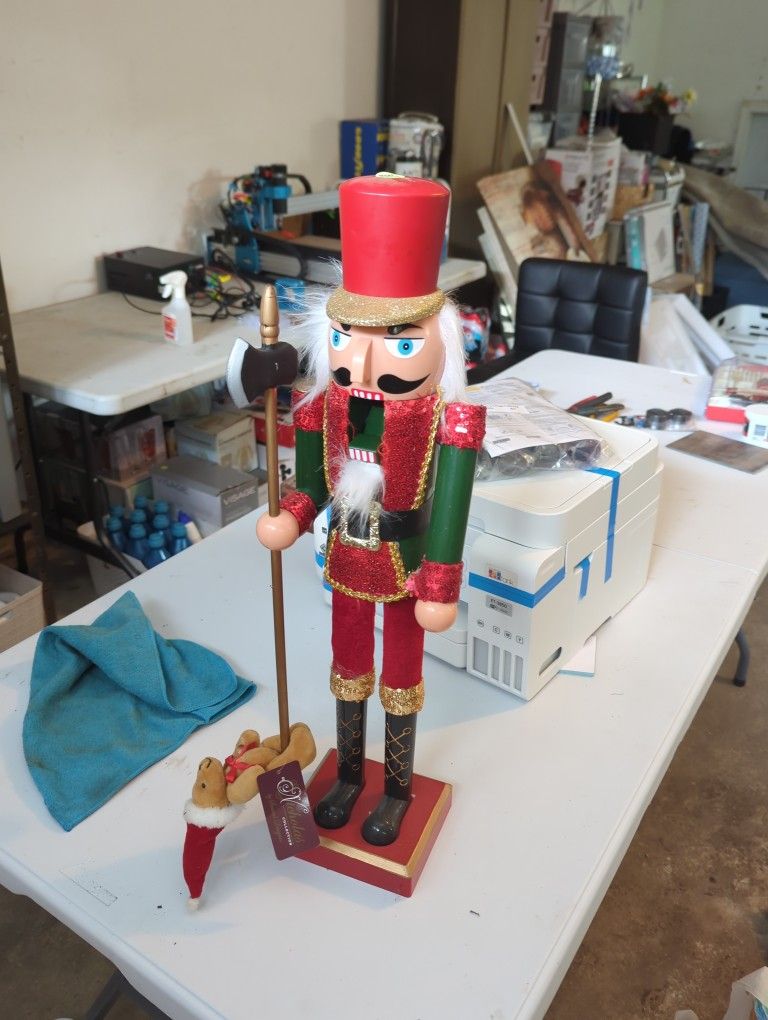 Decorative Wooden Glittered Christmas Nutcracker Soldier King