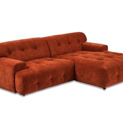 Bob 2-Piece Chaise Sectional 92"Chenille Burnt Orange