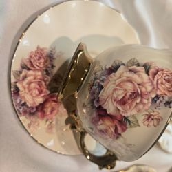 4 sets Fanquare Floral Porcelain Tea Cup and Saucer Set