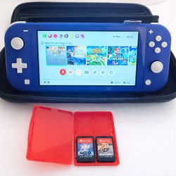 Blue Nintendo Switch Lite W/ 2 games