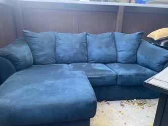 Blue Microfiber Sectional Sofa with Chaise