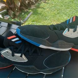 100% AUTHENTIC Men's Adidas James Harden VOL. 4 "BARBERSHOP" Black/Silver Metallic/Bright Blue LightStrike 106 STREET size 15 BRAND NEW $40