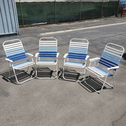 Vintage Outdoor Folding Chairs, Vynil Strap 