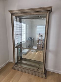 Large Display Wood Curio Cabinet with glass Shelves
