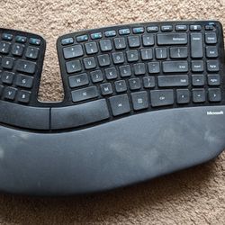 Ergonomic Keyboard With Wireless Trackball Mouse
