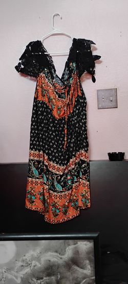 Brand New - Black/Orange bohemian style maxi dress