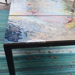 Elegant Stained Marble Top Patio Table In Door Or Outdoor 
