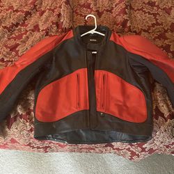 A Red Pure Leather Bikers Jacket 