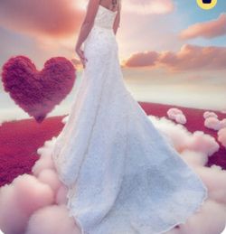 Saison Blanche Couture Design Wedding Lace White Dress 6 Small Bride Marry Wedding Floral Hand stitched 