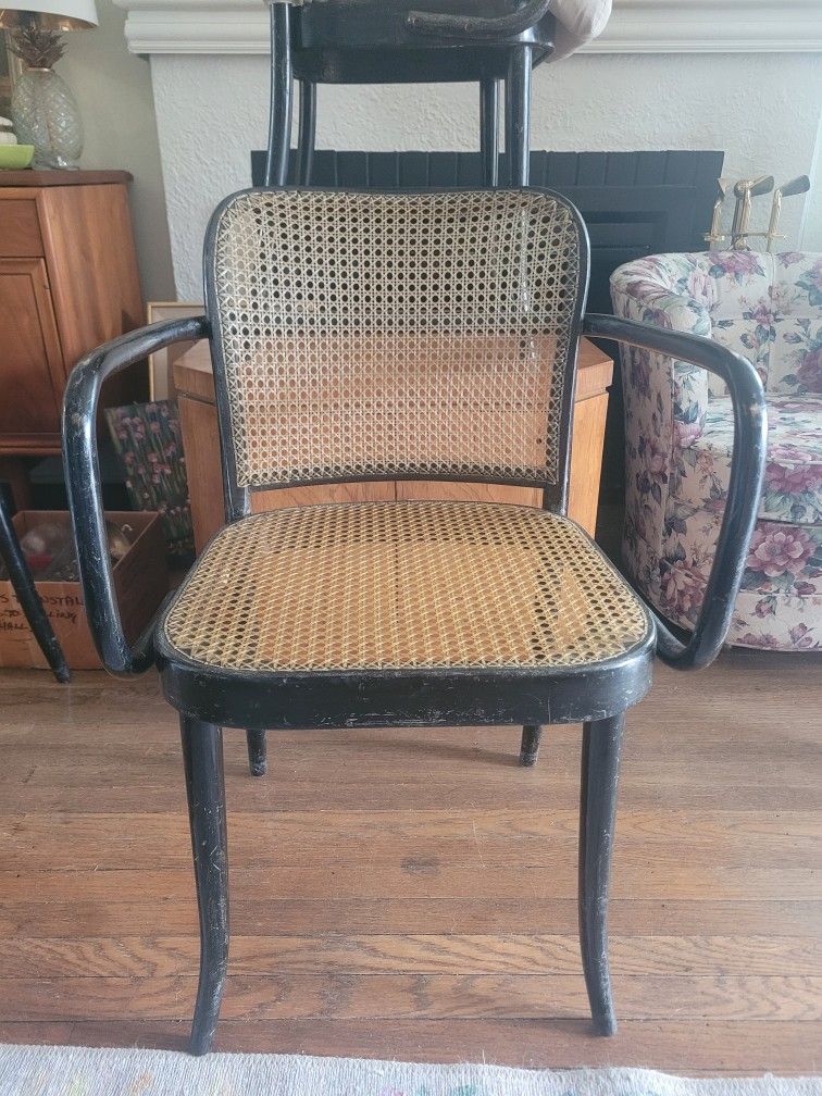 Black Bentwood & Cane Josef Hoffman for Stendig dining chairs