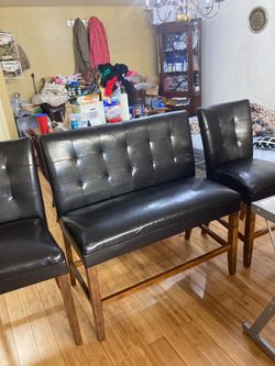 Leather bench with two matching chairs for $60 for all