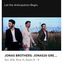 2 jonas brother tickets sep 27 @7:30pm