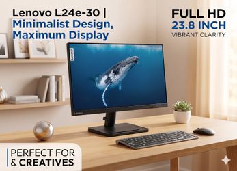 Lenovo 24” Monitor, Excellent Condition, All Cables