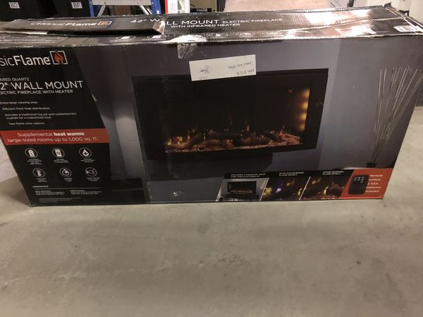 Powerheat 42" Wall Mounted Electric Fireplace with Display Stand