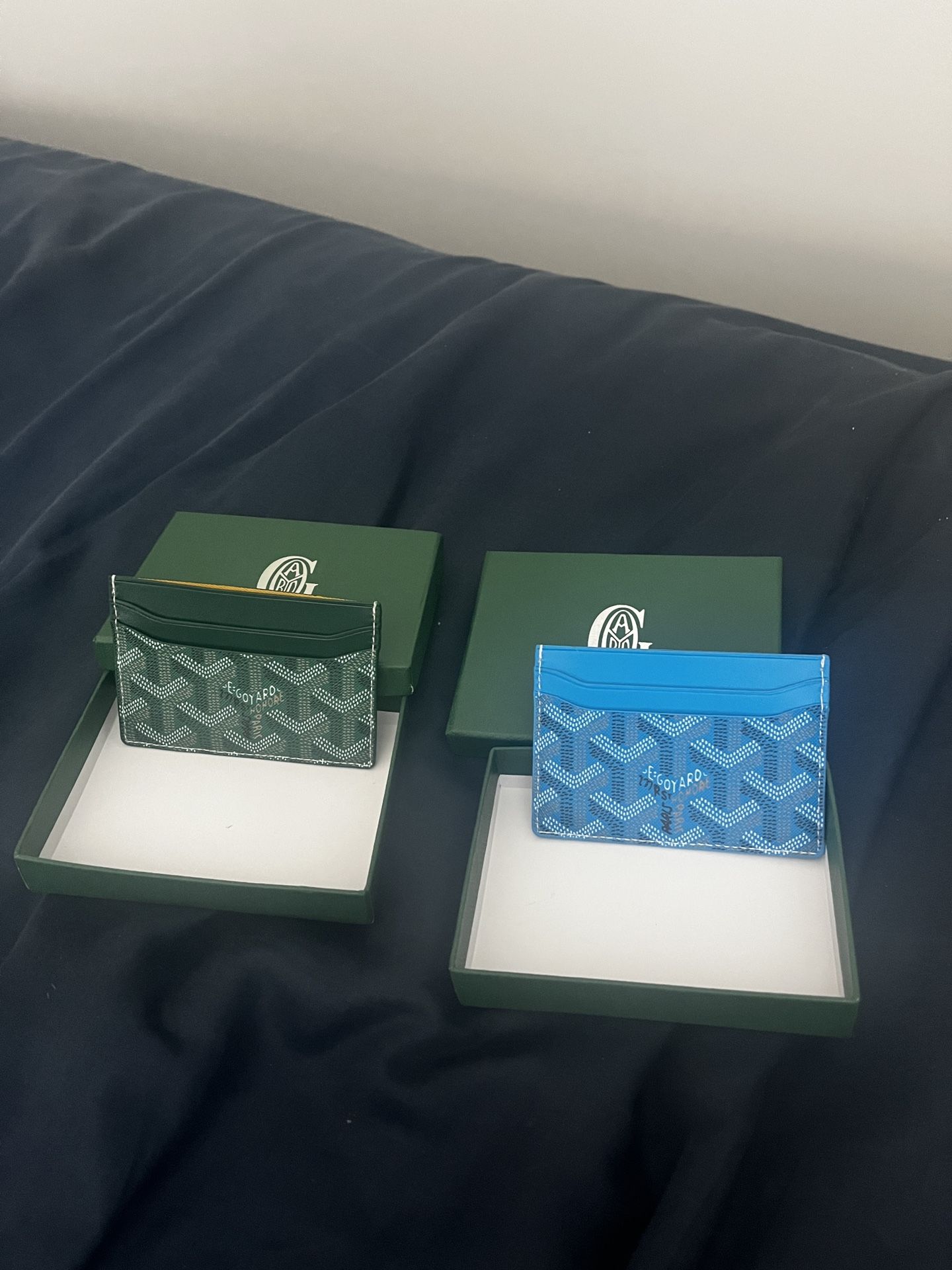 Goyard Card Wallets (blue and green)