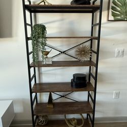 Industrial Bookshelf + All Decor – $200