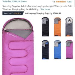 Tuphen Sleeping Bag For Adults In Pink And Grey 
