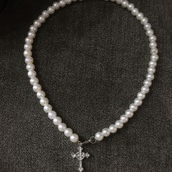 pearl cross necklace 