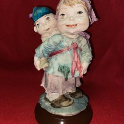 8 Inch Painted Alabaster Boy & Girl Figurine (Chipped See Photos) (Reduced Price) Imported From Greece