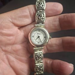 Vintage Brighton Camden 2 Tone Reversible Leather Band Women's Watch HasNew Battery & Works Perfectly