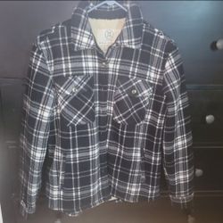 Womens Juniors Black Flannel Coat Small