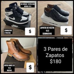 3 Pares de Zapatos Medida 10.5 por $180.