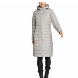 Eddie Bauer Ladies' Hooded Down Duffle Coat Women's Winter Long Puffer Coat..small
