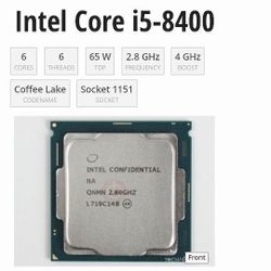 INTEL  Core I5-8400 Desktop Processor 6 Cores Up to 4.00 Ghz Lga1151