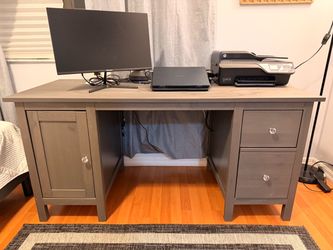 IKEA HEMNES Desk with Storage & File Drawer – Dark Gray Stained