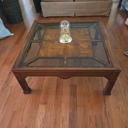 Coffee Table And End Table. Solid Wood With Glass 