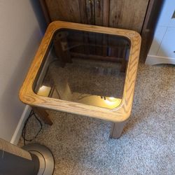 Wood And Glass Side Table 