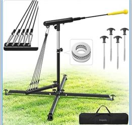 Baseball Swing Trainer with 5 Power Bands, Foldable Base Design, Auto Reset Baseball Hitting Trainer, Height Adjustable 25''-41'' Batting Training Equ