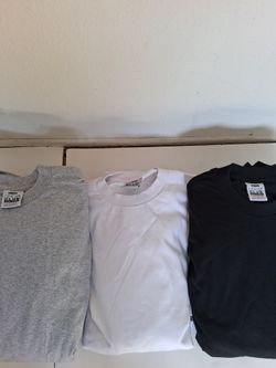 PRO CLUB WHITE 6 BLACK 6 GREY 6 TOTAL 18 PC MEN'S HEARYWEIGHT COTTON SHORT SLEEVE T SHIRT SIZE L TALL 