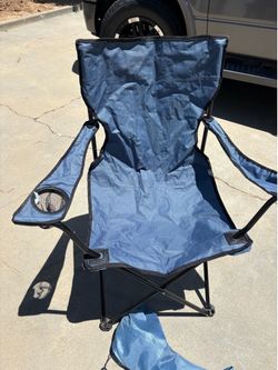 Three folding camp chairs