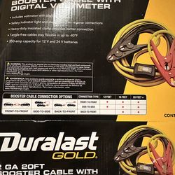 Duralast gold 2GA 20FT booster cable with digital voltmeter